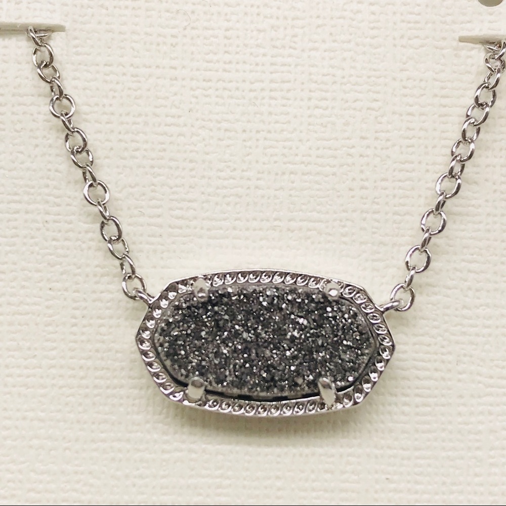 Kendra Scott Elisa Platinum Drusy necklace Silver Tone - Picture 1 of 5